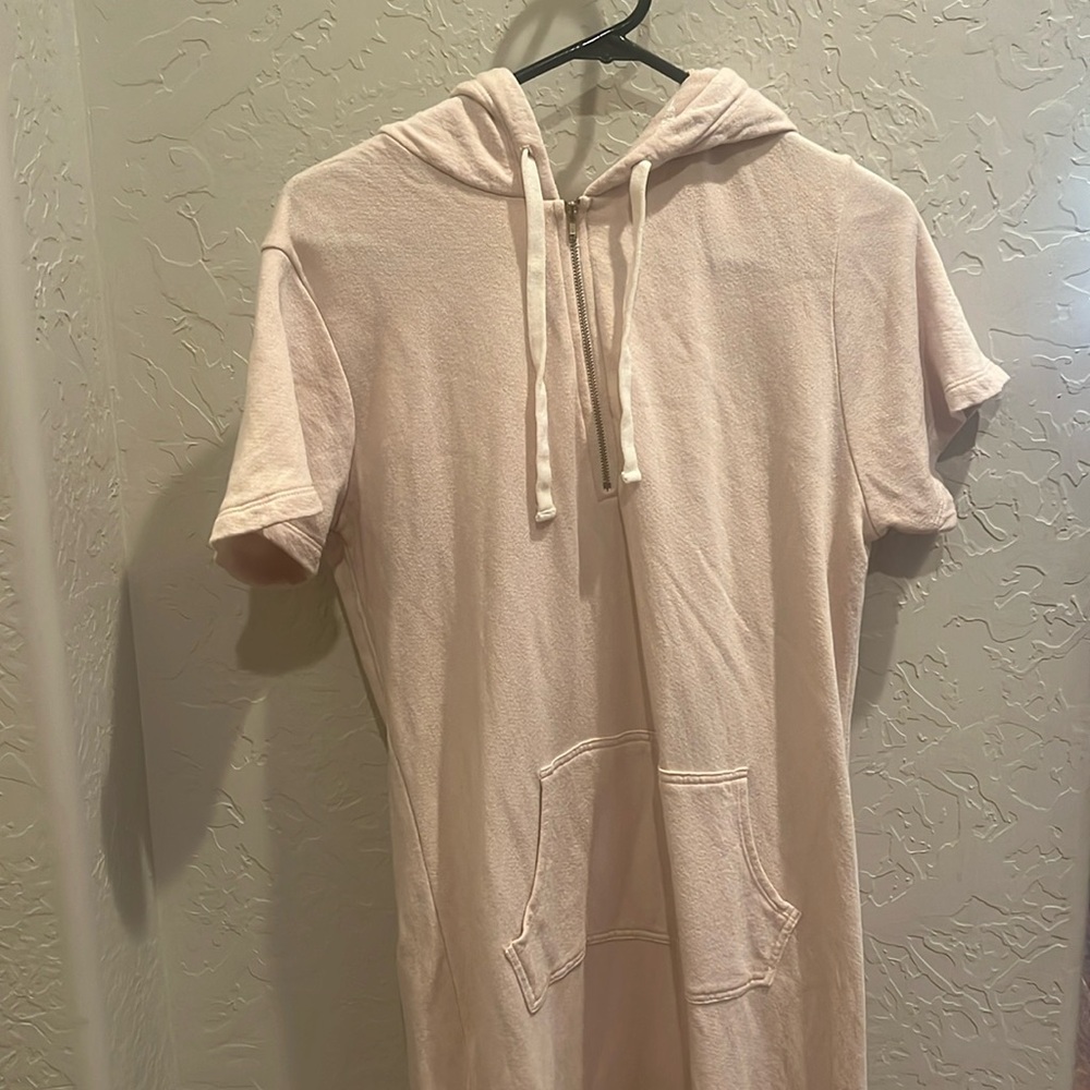 Cute Monrow hooded dress. Large. Double stitch at hem. Stars inside the hoodie.
